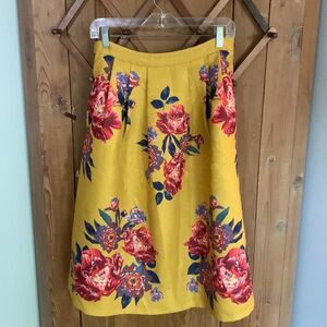 Dao Chloe Dao mustard yellow floral print tapestry A-line skirt